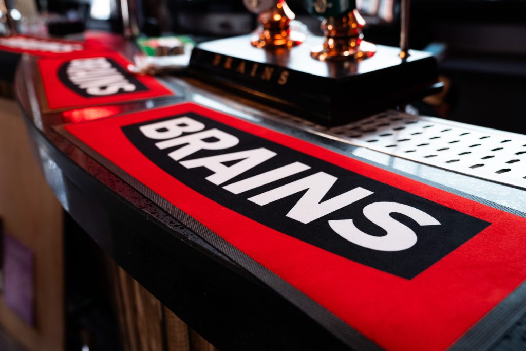 Brains beer mats at the Old Brewery