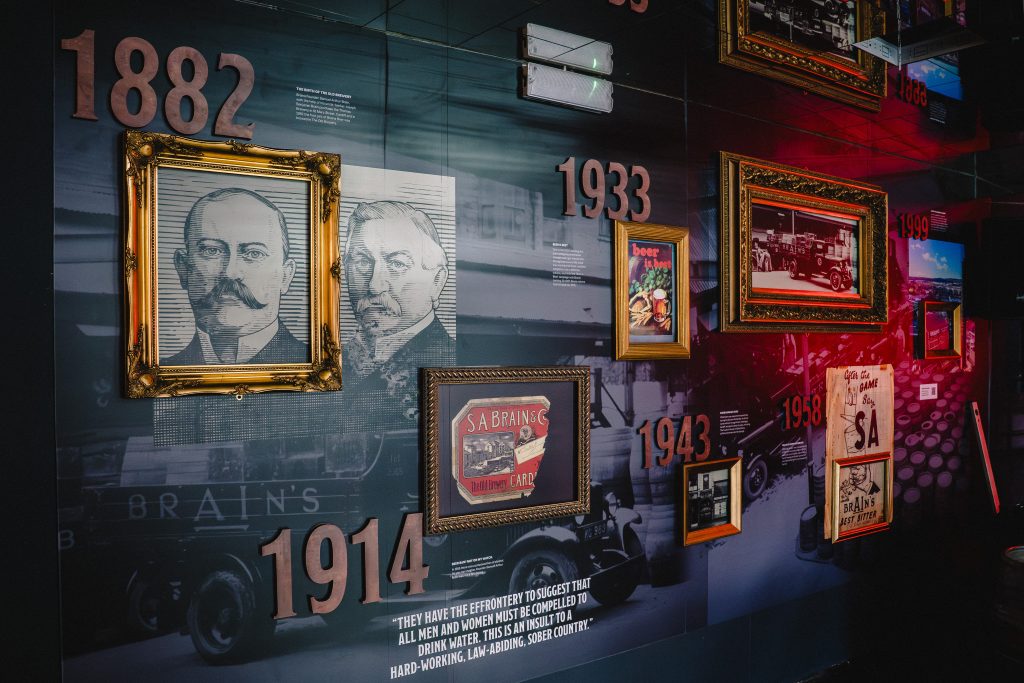 Brains branded timeline wall
