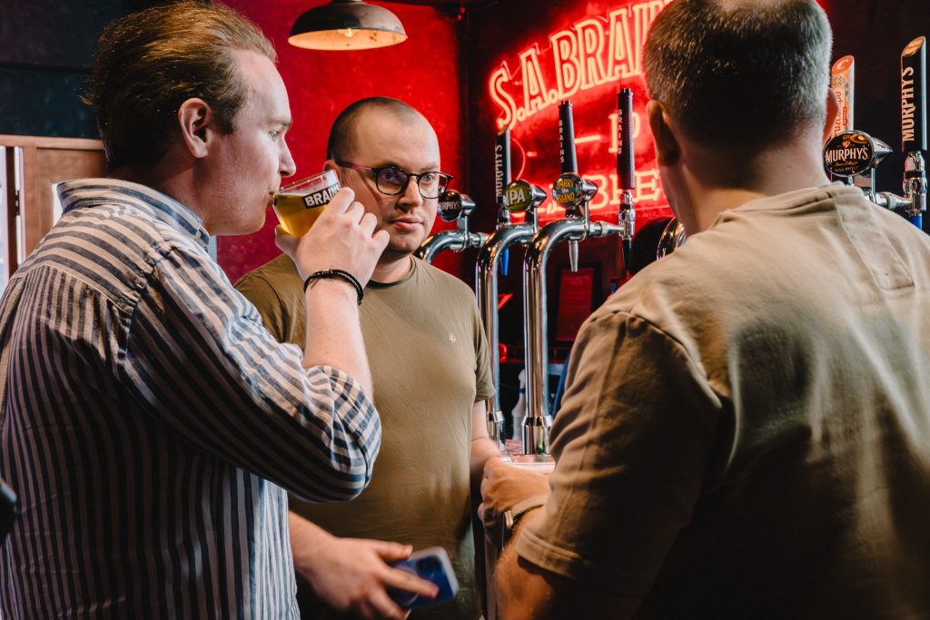 Customers drinking Brains