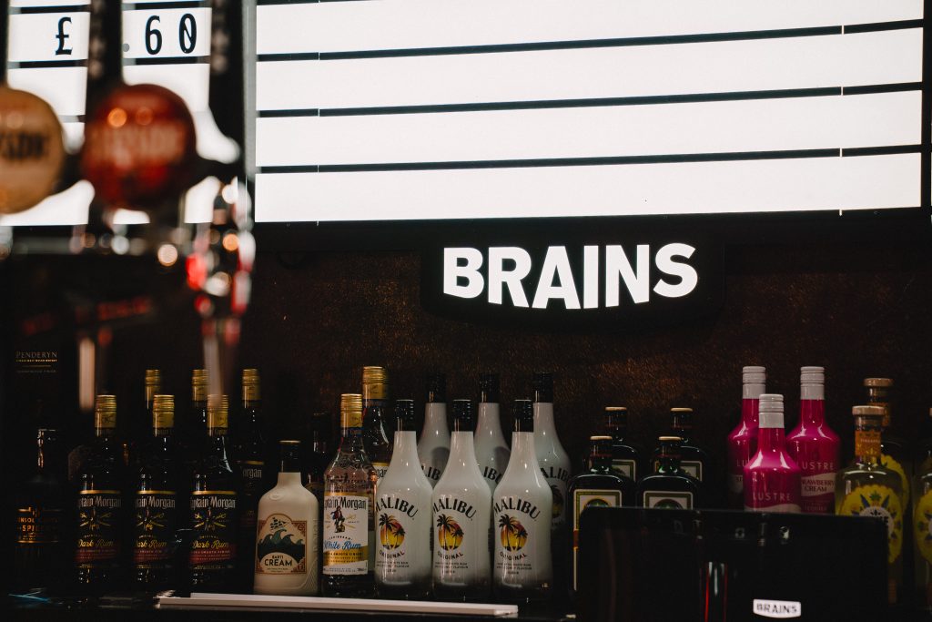 Brains branding and drinks at the Old brewery