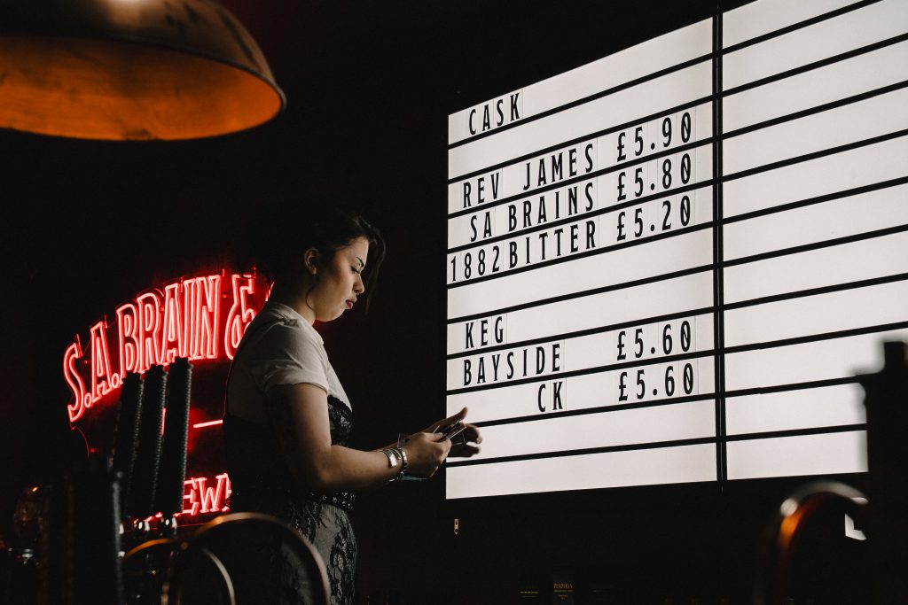 Staff putting up prices at the Old Brewery